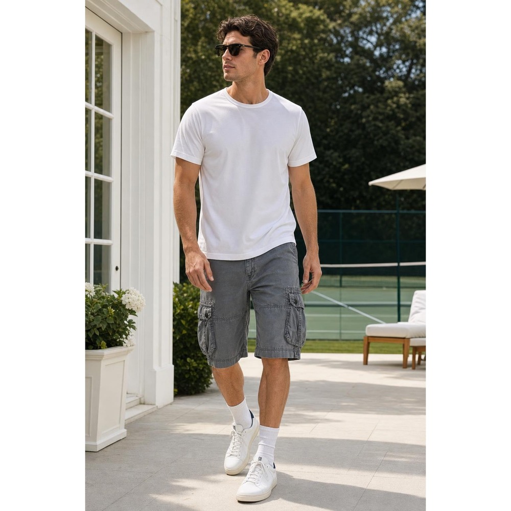 Buckle Black Cargo Shorts Mens 36 Gray Athletic Fit Utility Y2K Streetwear